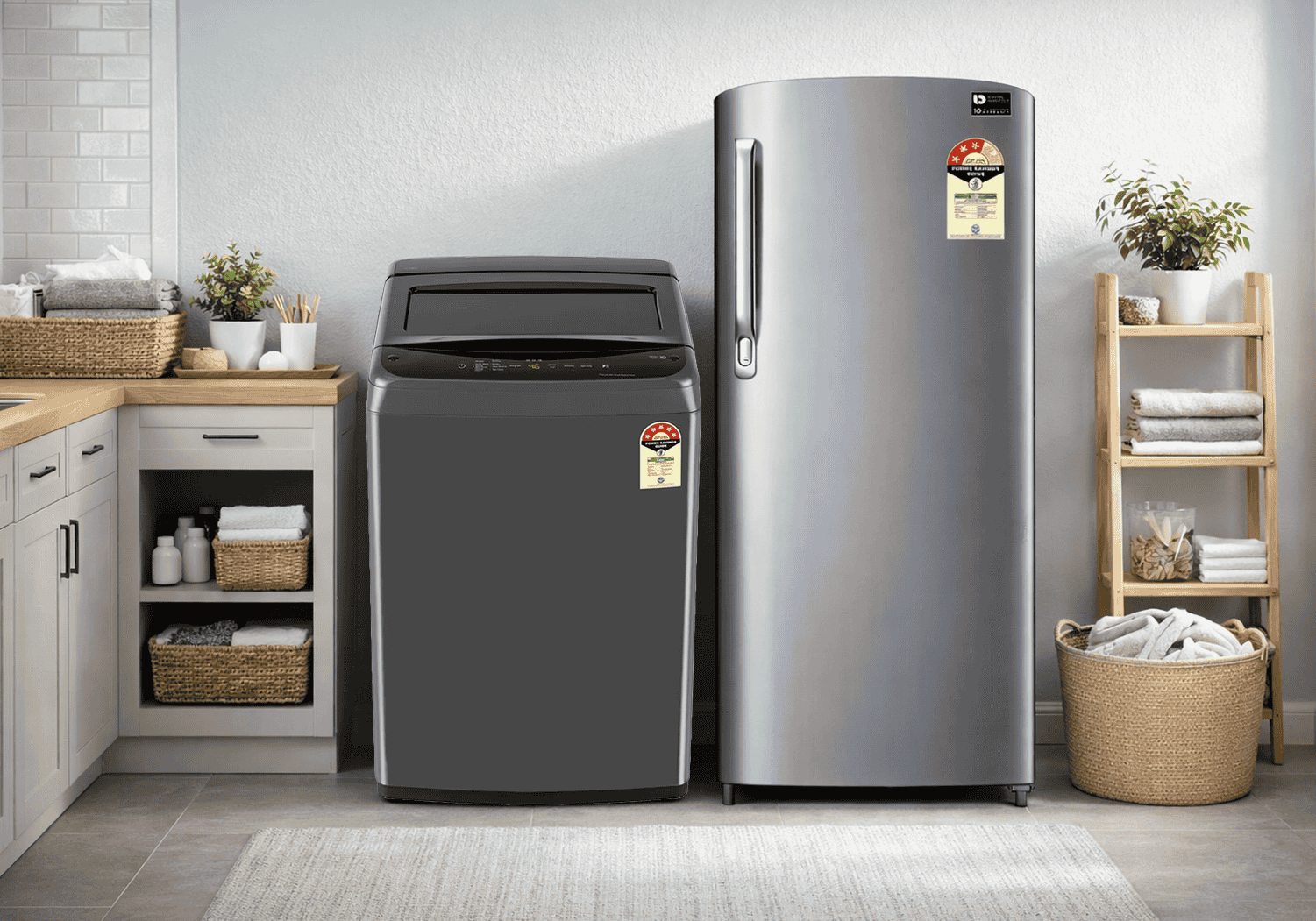Single Door Fridge and Top Load Washing Machine on Rent