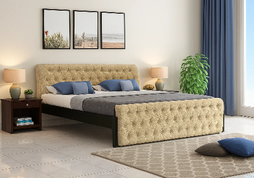 Eden Upholstered Bed (Beige)