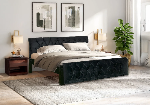 Eden Upholstered Bed (Black Velvet)