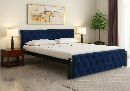 Eden Upholstered Bed (Navy Blue)
