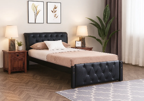 Eden Upholstered Single Bed (Black)