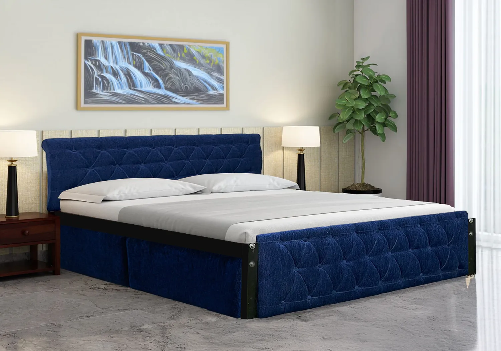 Eden Upholstered Storage Bed (Navy Blue)