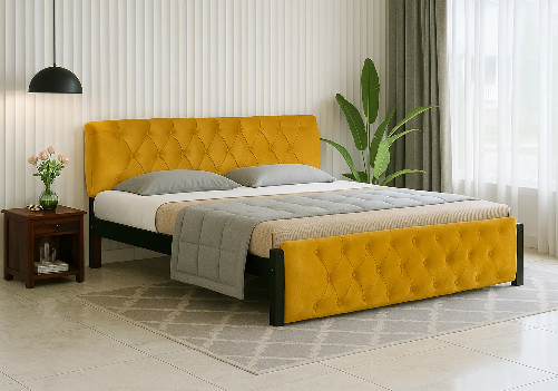 Eden Upholstered Bed (Yellow)