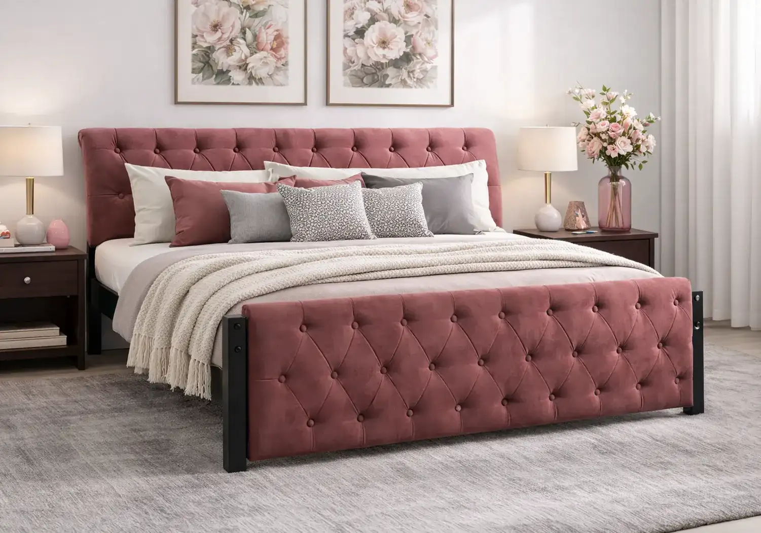 Eden Upholstered Bed (Sandstone)