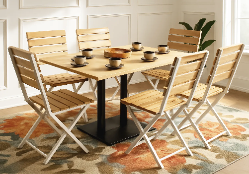 Wooden 6 Seater Dining Table with Picasso Chairs Set