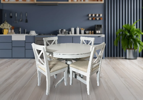 Ellen 4-Seater Round Dining Table Set (White)