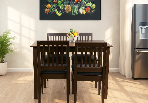 4-Seater Wooden Dining Table & Chair Set