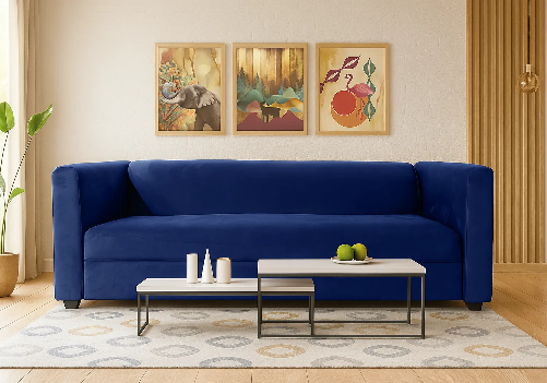 Aria 3-Seater Velvet Sofa (Blue)