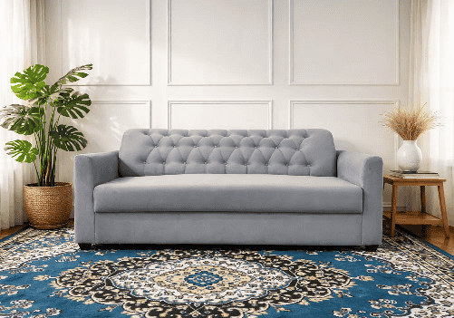 Aria 3-Seater Sofa Grey (Button Tufted)