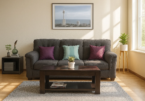 Jute Sofa 3 Seater (Grey)