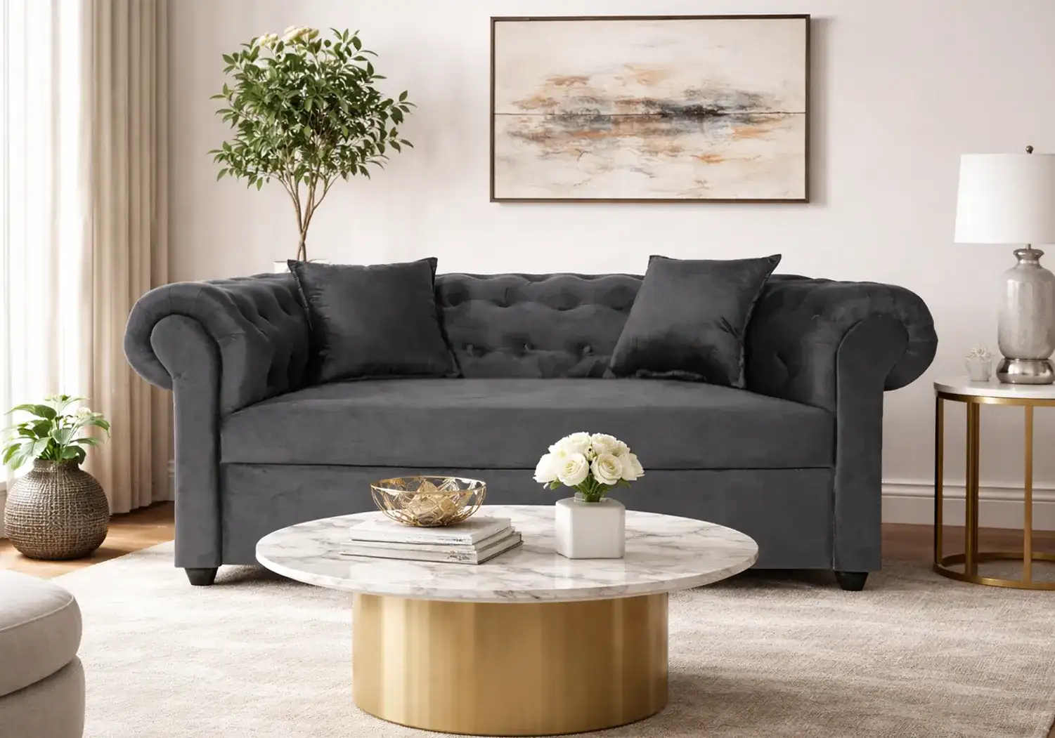 Indie 2-Seater Sofa (Grey Velvet)