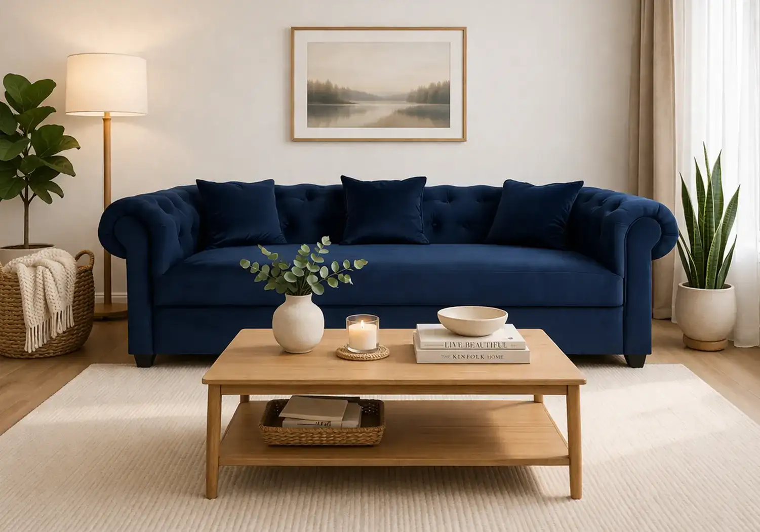Indie 3-Seater Sofa (Dark Blue Velvet)