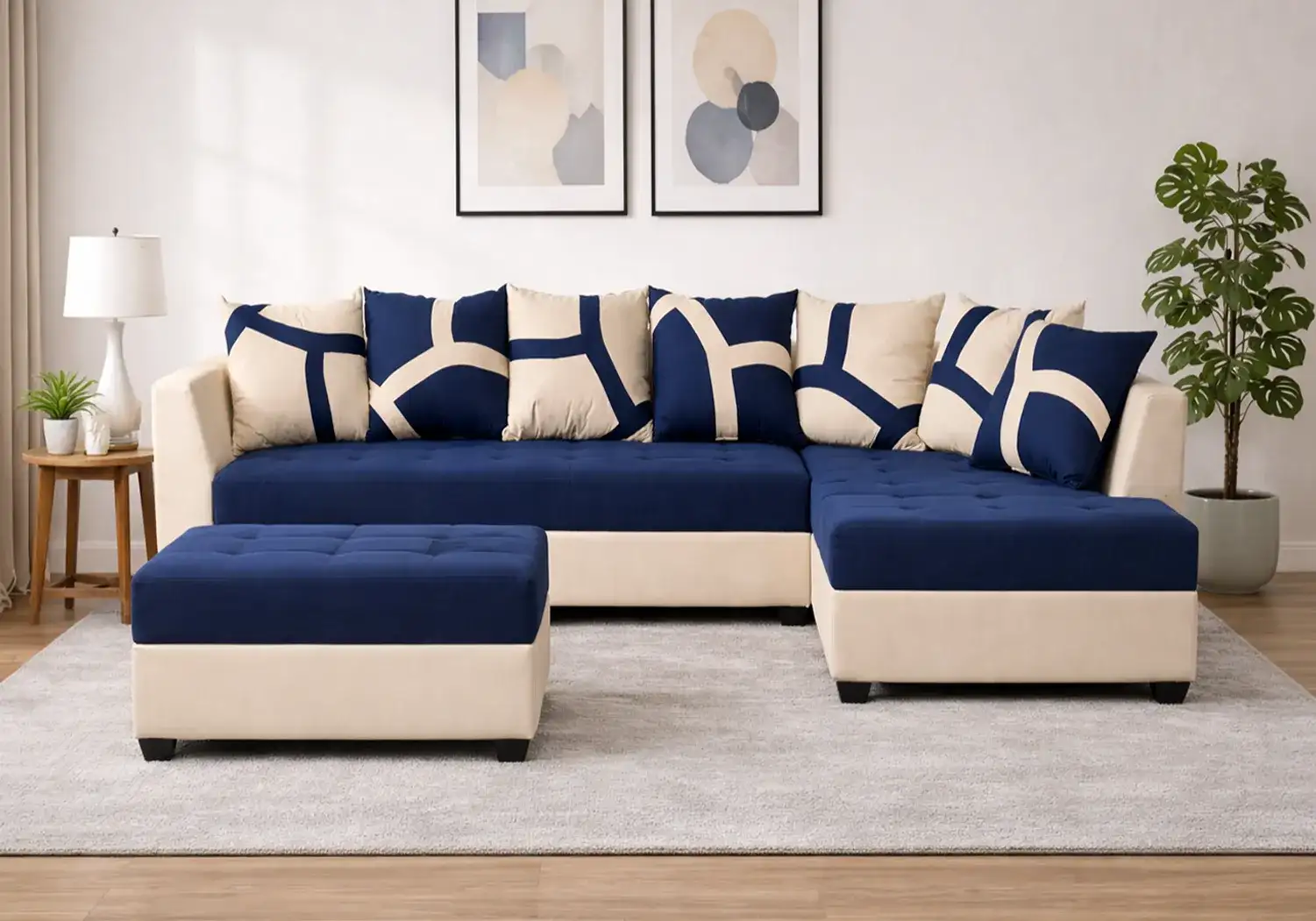 Iris L Shape Sofa with Puffy