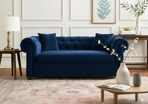 Indie 2-Seater Sofa (Dark Blue Velvet)