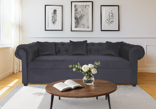 Indie 3-Seater Sofa (Grey Velvet)