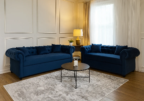 Indie 5-Seater Sofa (Dark Blue Velvet)