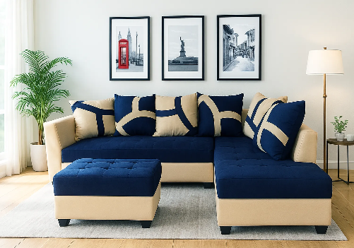 Iris L Shape Sofa with Puffy