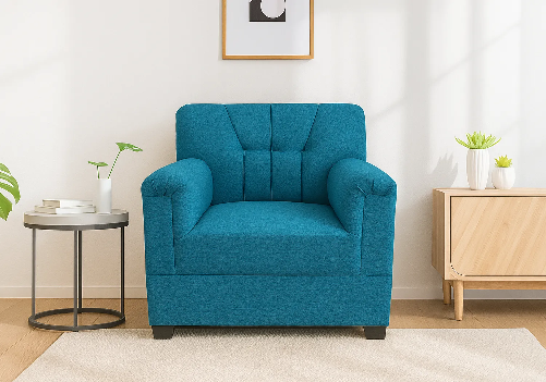 Jute Sofa 1 Seater (Blue)