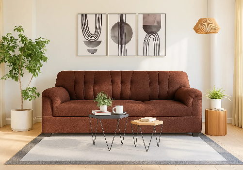 Jute Sofa 3 Seater (Brown)