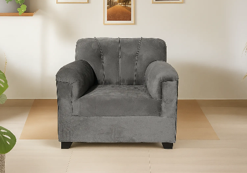Velvet Sofa 1 Seater (Grey)