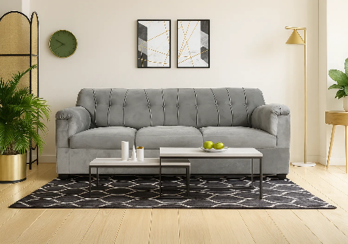 Velvet Sofa 3 Seater (Grey)