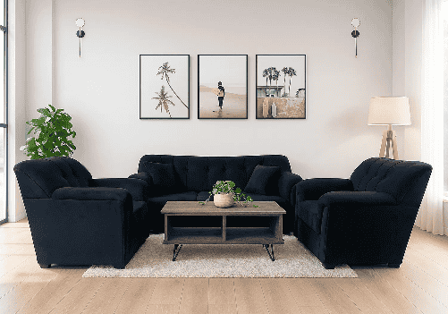 Velvet Sofa 5 Seater (Black)