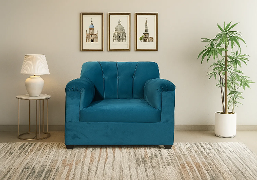 Velvet Sofa 1 Seater (Aqua Blue)