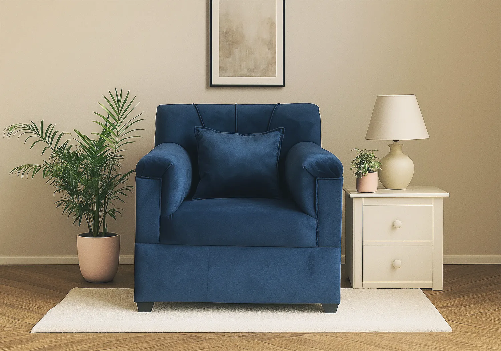 Velvet Sofa 1 Seater (Navy Blue)