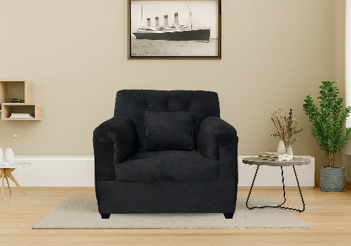 Velvet Sofa 1 Seater (Black)