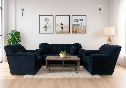 Velvet Sofa 5 Seater (Black)