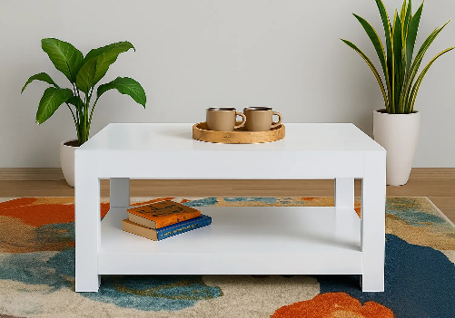 Solid Wood Center Table (White)
