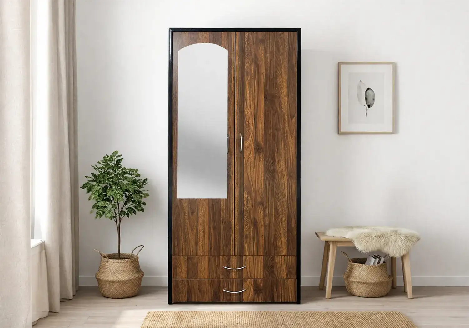 Flora 2-Door Wardorbe (With Mirror)