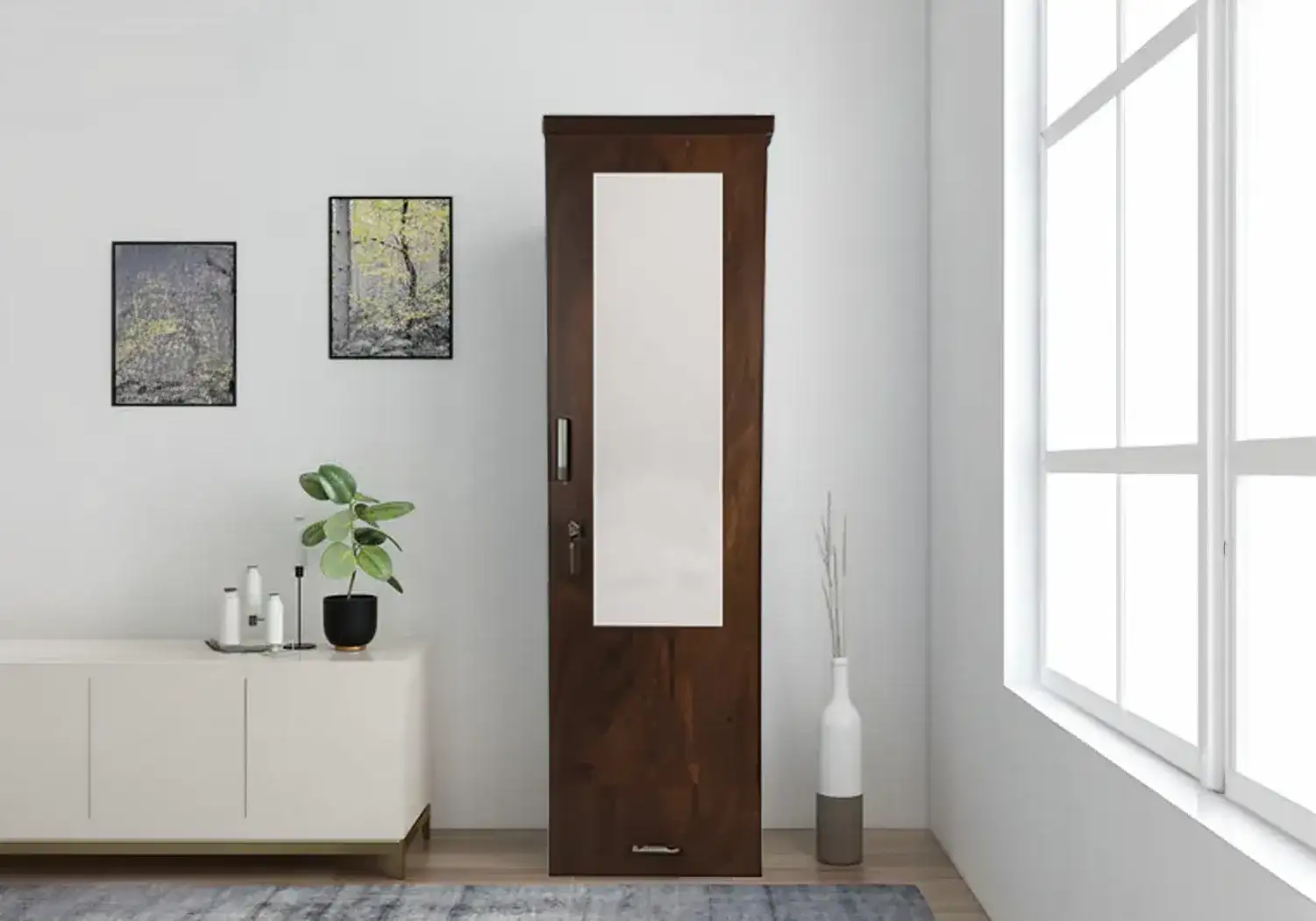 Leon Single Door Wardrobe with Mirror