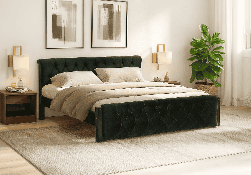 Eden Upholstered Bed (Black Velvet)