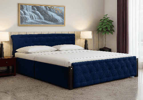 Eden Upholstered Bed (Navy Blue)