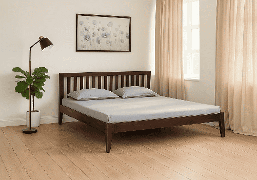 Solid Wood Double Bed (Brown)