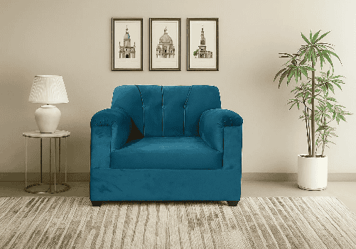Velvet Sofa 1 Seater (Aqua Blue)