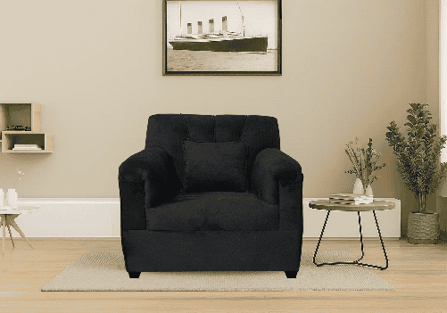 Velvet Sofa 1 Seater (Black)