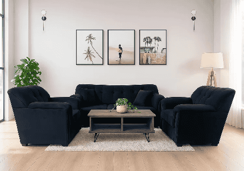 Velvet Sofa 5 Seater (Black)